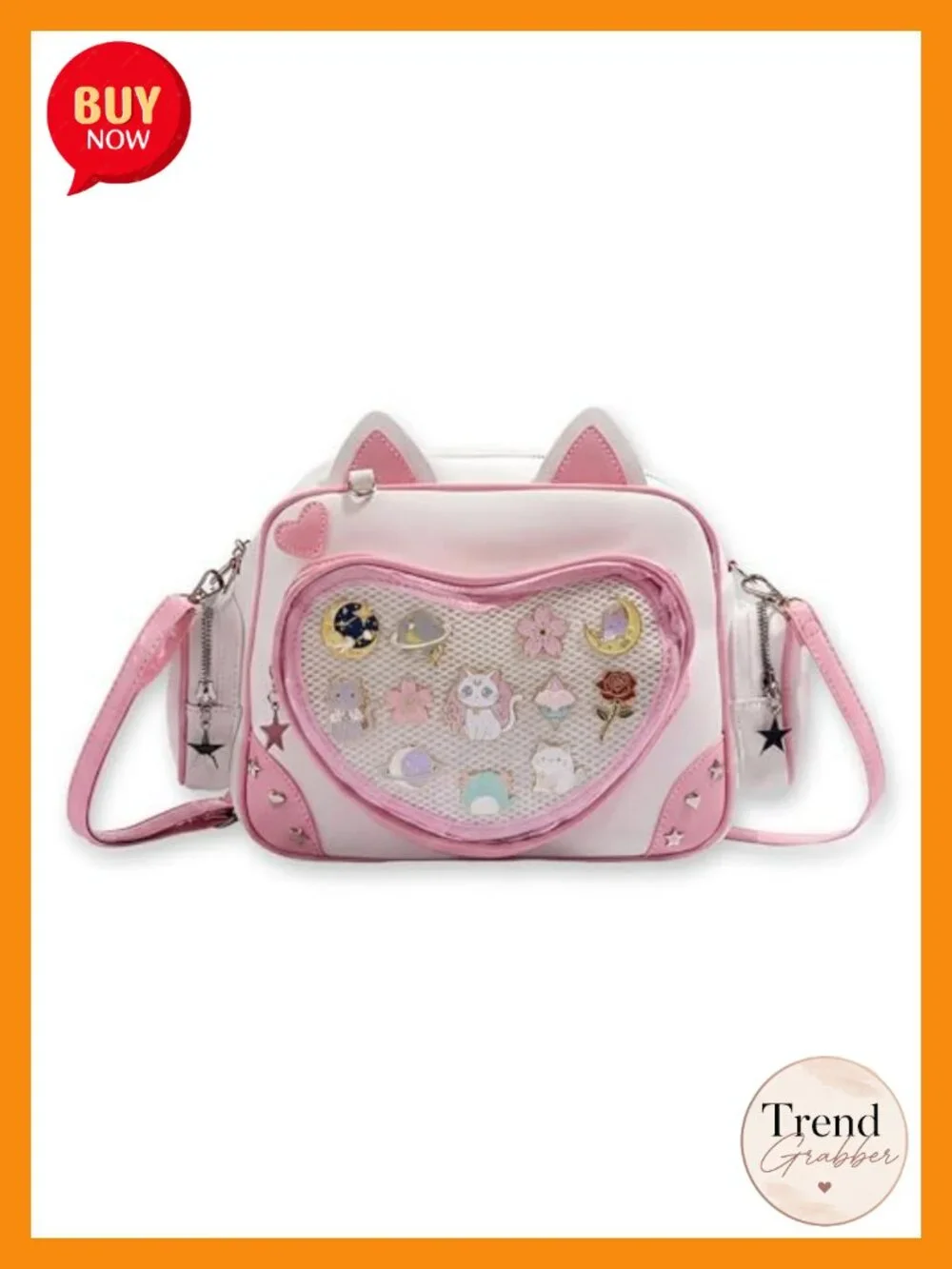 Kawaii Cat Ita Bag Crossbody Anime Pin Display Backpack Purse for Collectibles